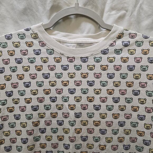 Teddy Fresh pastel rainbow all over bear print crewneck short sleeve shirt small - Picture 2 of 8